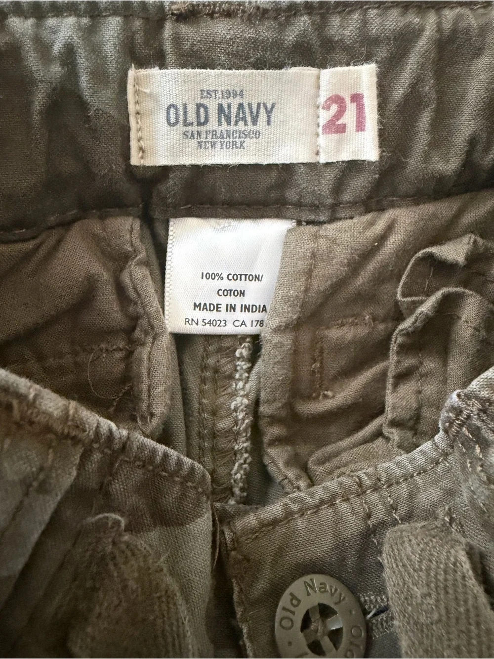 Old Navy Boys Camo Cargo Pants - Olive